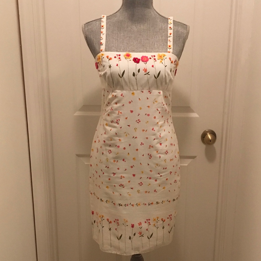 Laundry by Shelli Segal White Cotton Floral Dress